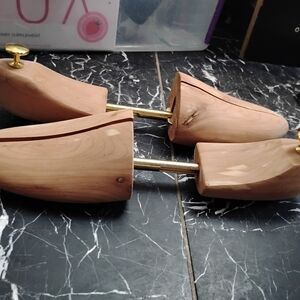 Wooden Shoe Trees with Brass Accents